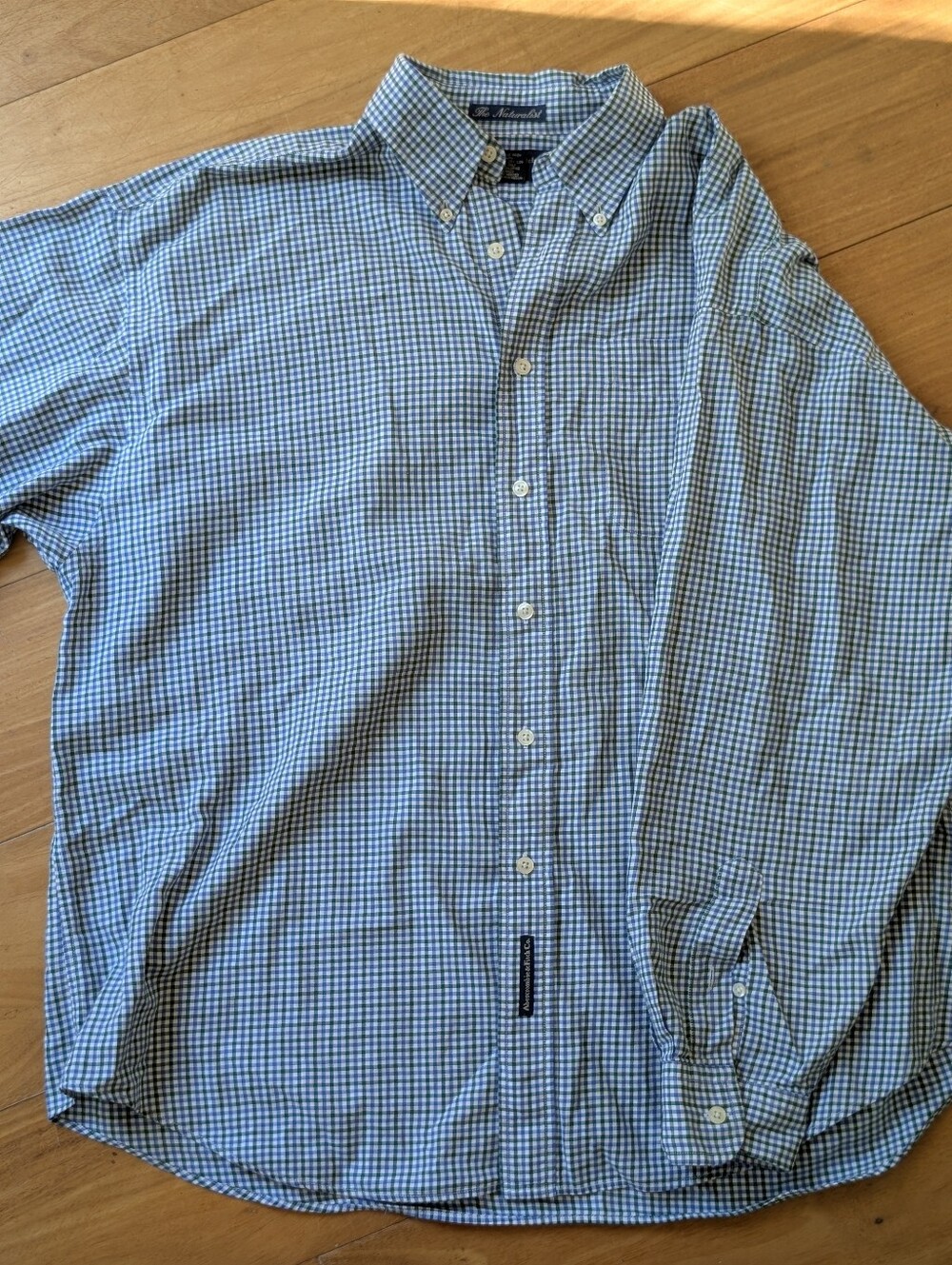 Vintage/Y2K Abercrombie & Fitch Blue and White Check Button-Down Shirt